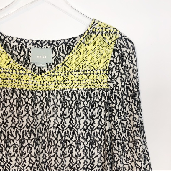 Maeve V Neck Printed Blouse Yellow Embroidery S - Picture 3 of 8